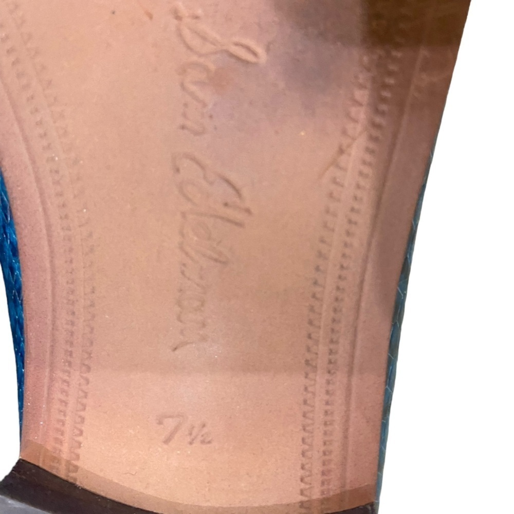 Sam Edelman Loraine teal blue snakeskin print leather slip on loafers size 7.5 - Picture 12 of 13